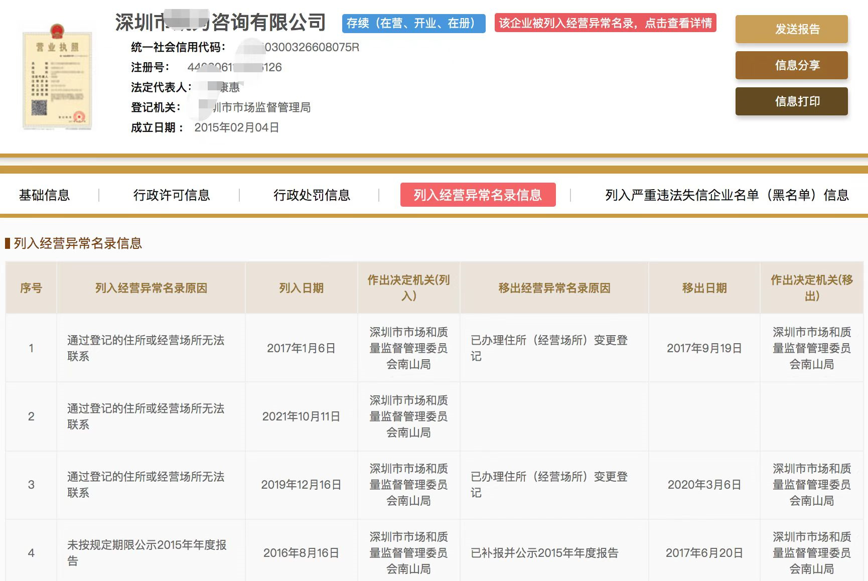 黑龙江企业经营异常记录消除